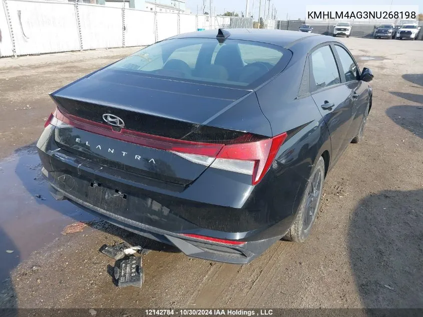 2022 Hyundai Elantra Sel VIN: KMHLM4AG3NU268198 Lot: 12142784