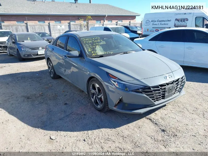 2022 Hyundai Elantra Sel VIN: KMHLN4AG1NU224181 Lot: 12143482