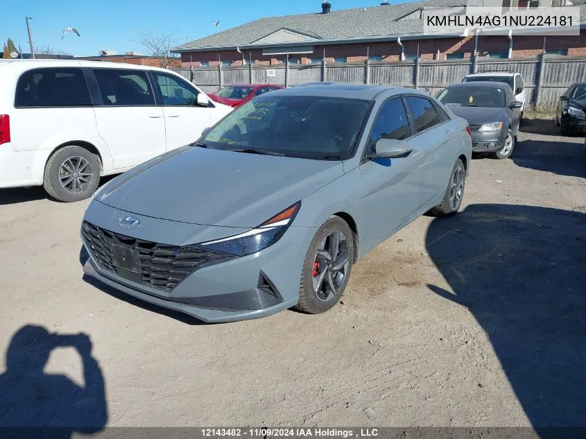 2022 Hyundai Elantra Sel VIN: KMHLN4AG1NU224181 Lot: 12143482