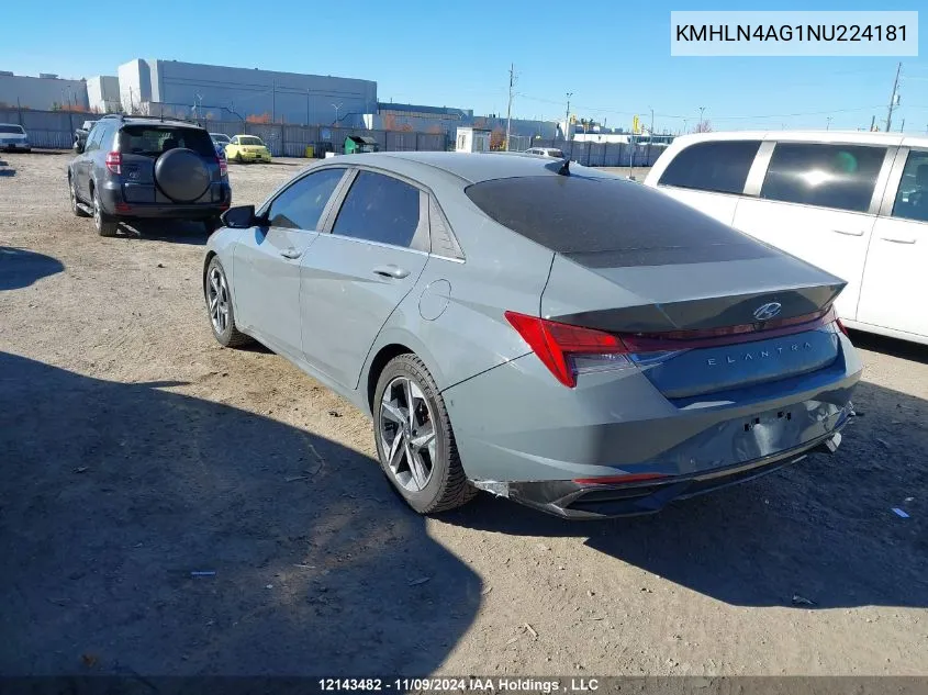 2022 Hyundai Elantra Sel VIN: KMHLN4AG1NU224181 Lot: 12143482