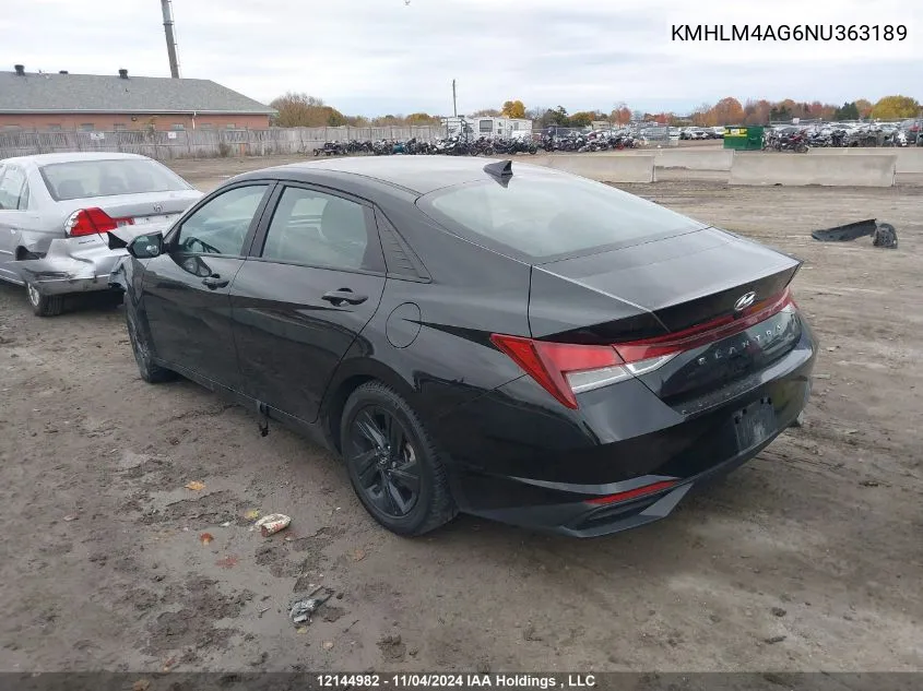 2022 Hyundai Elantra Preferred Ivt With Sun And Tech Package VIN: KMHLM4AG6NU363189 Lot: 12144982