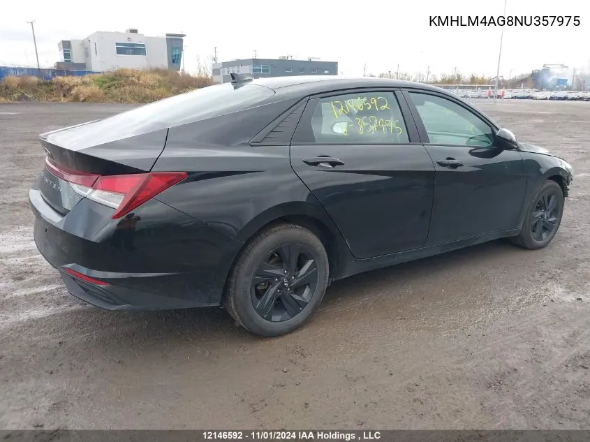 2022 Hyundai Elantra Preferred Ivt VIN: KMHLM4AG8NU357975 Lot: 12146592