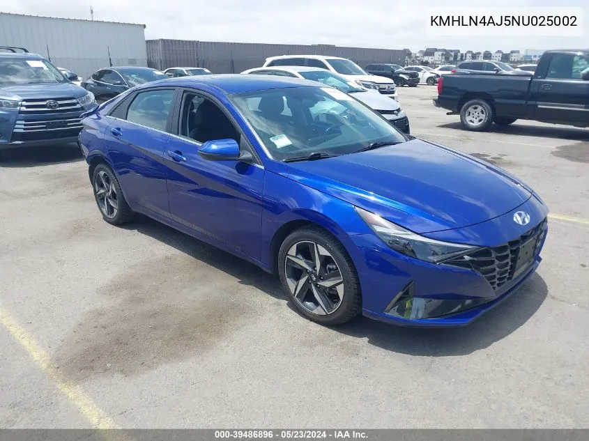 2022 Hyundai Elantra Hybrid Limited VIN: KMHLN4AJ5NU025002 Lot: 39486896