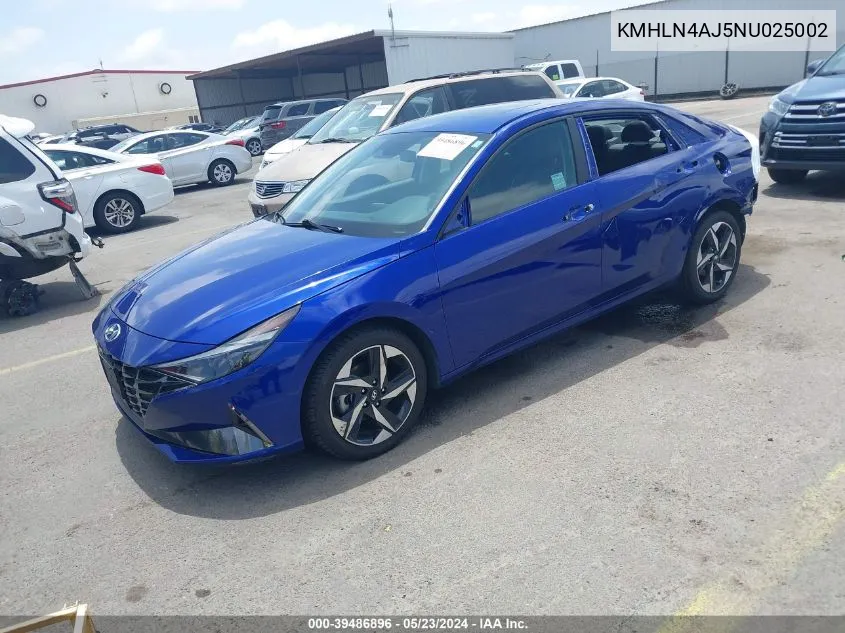 KMHLN4AJ5NU025002 2022 Hyundai Elantra Hybrid Limited