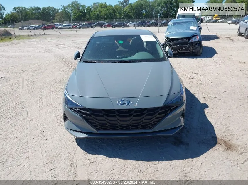 2022 Hyundai Elantra Sel VIN: KMHLM4AG9NU352574 Lot: 39490273