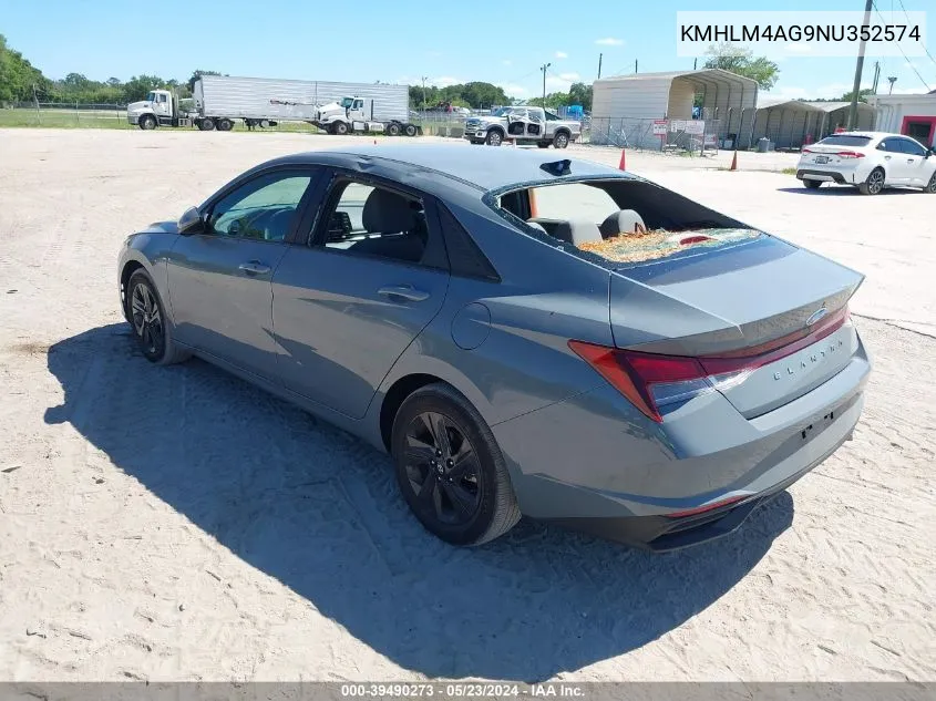 2022 Hyundai Elantra Sel VIN: KMHLM4AG9NU352574 Lot: 39490273