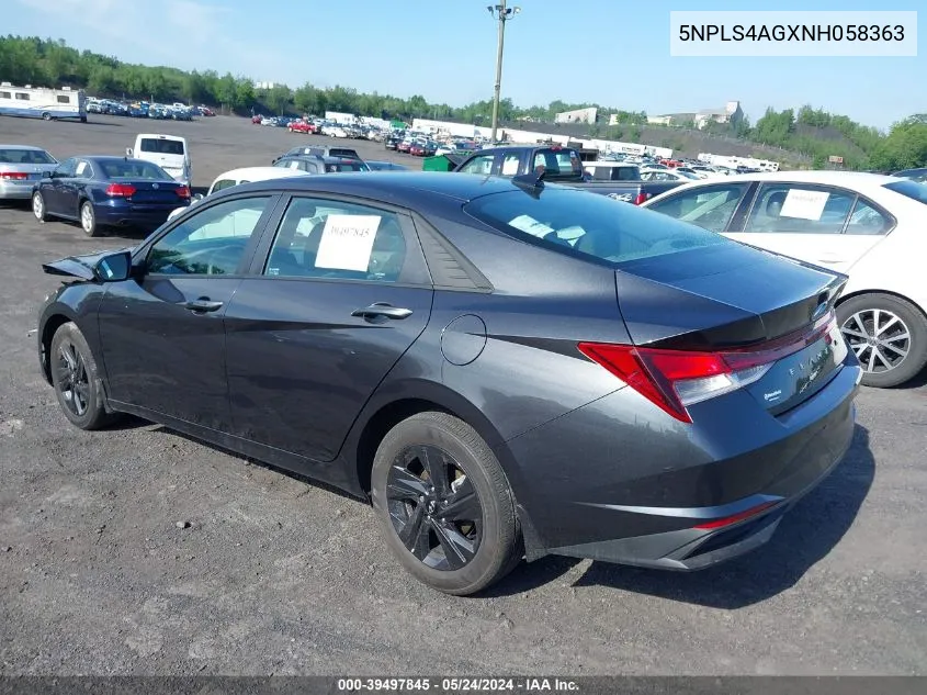 2022 Hyundai Elantra Sel VIN: 5NPLS4AGXNH058363 Lot: 39497845