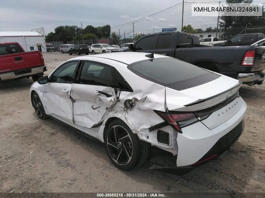 KMHLR4AF8NU324841 2022 Hyundai Elantra N Line