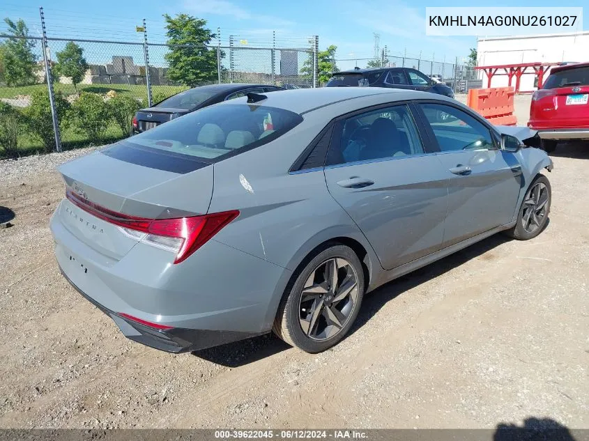 2022 Hyundai Elantra Sel VIN: KMHLN4AG0NU261027 Lot: 39622045