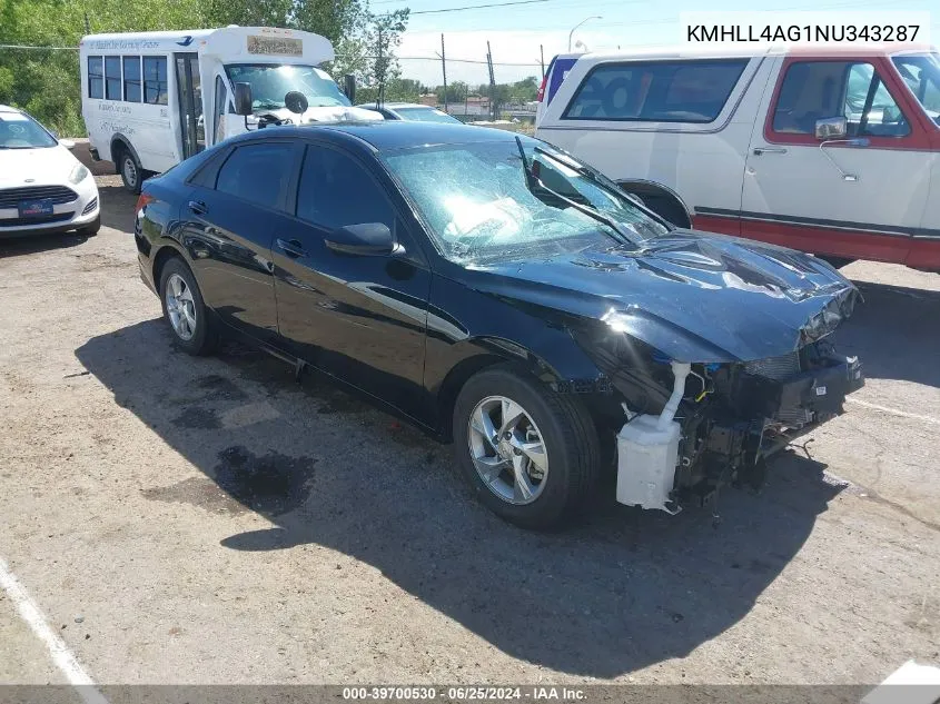 2022 Hyundai Elantra Se VIN: KMHLL4AG1NU343287 Lot: 39700530