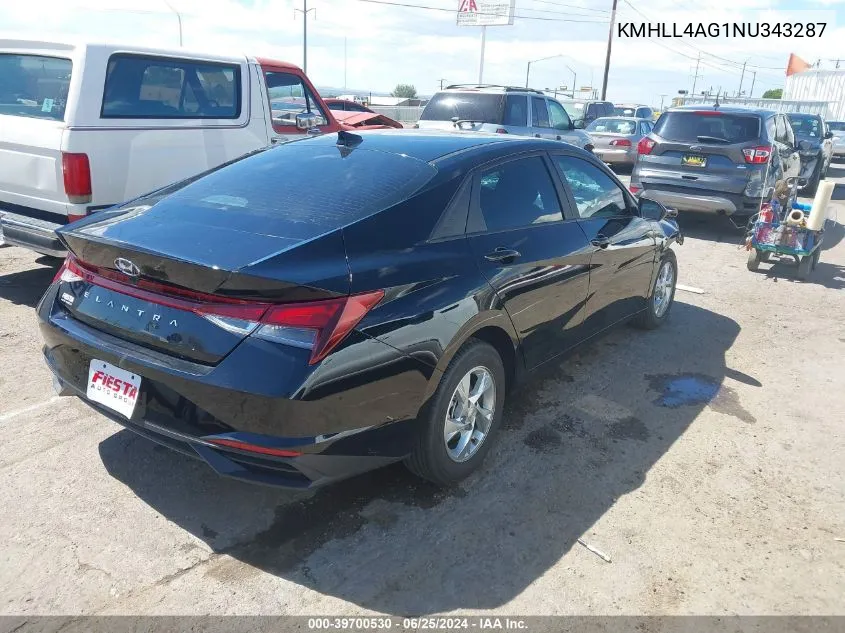 2022 Hyundai Elantra Se VIN: KMHLL4AG1NU343287 Lot: 39700530