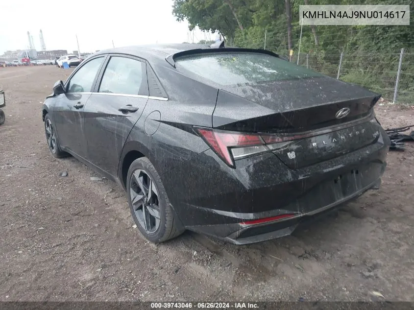 2022 Hyundai Elantra Hybrid Limited VIN: KMHLN4AJ9NU014617 Lot: 39743046