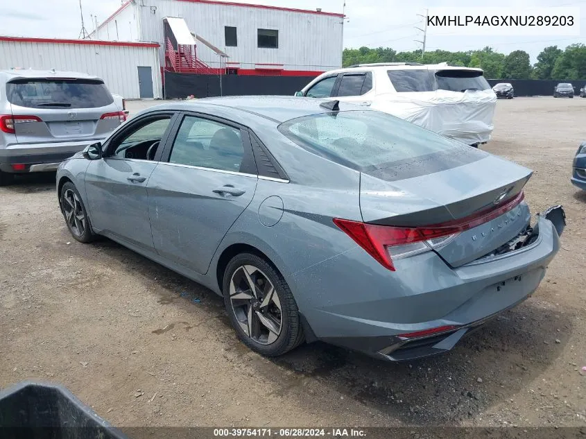 KMHLP4AGXNU289203 2022 Hyundai Elantra Limited