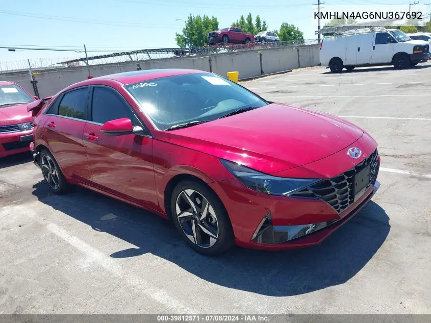 2022 Hyundai Elantra Sel VIN: KMHLN4AG6NU367692 Lot: 39812571