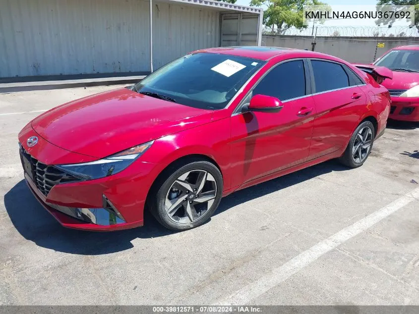 2022 Hyundai Elantra Sel VIN: KMHLN4AG6NU367692 Lot: 39812571