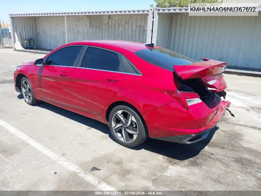 KMHLN4AG6NU367692 2022 Hyundai Elantra Sel