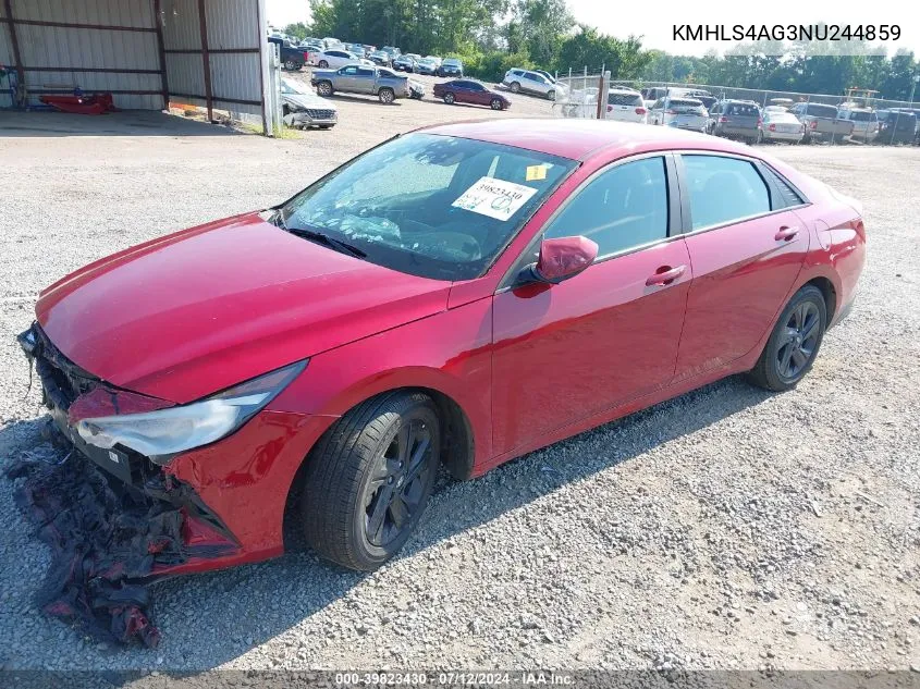 2022 Hyundai Elantra Sel VIN: KMHLS4AG3NU244859 Lot: 39823430