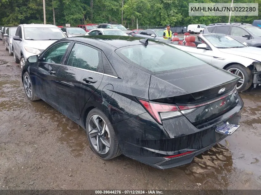 KMHLN4AJ7NU022280 2022 Hyundai Elantra Hybrid Limited