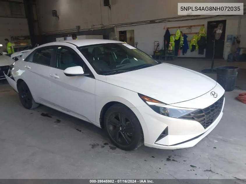 5NPLS4AG8NH072035 2022 Hyundai Elantra Sel