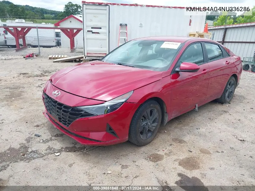 2022 Hyundai Elantra Sel VIN: KMHLS4AG4NU336286 Lot: 39851848