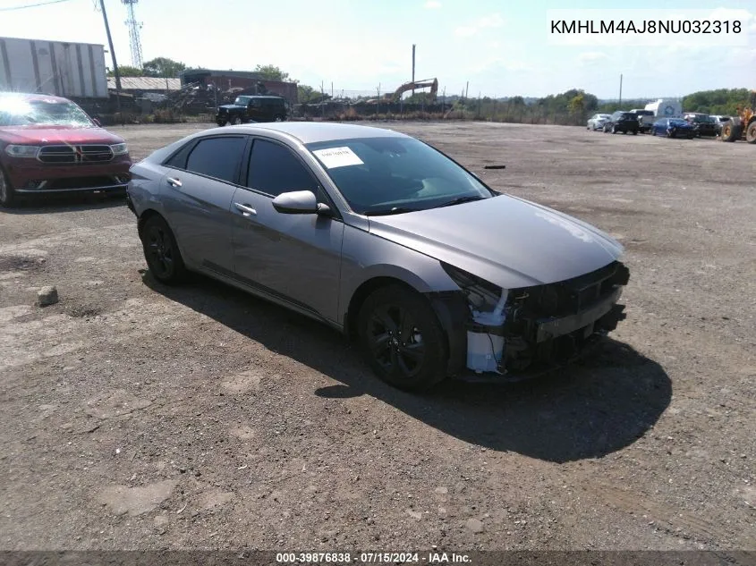 KMHLM4AJ8NU032318 2022 Hyundai Elantra Hybrid Blue