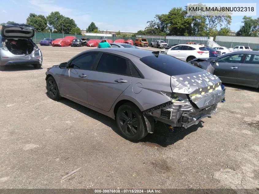 KMHLM4AJ8NU032318 2022 Hyundai Elantra Hybrid Blue