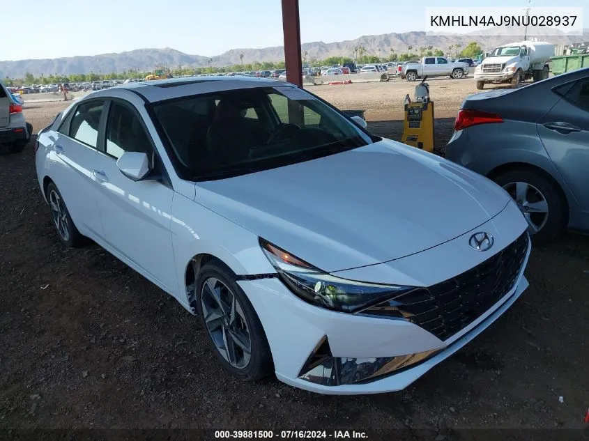 2022 Hyundai Elantra Hybrid Limited VIN: KMHLN4AJ9NU028937 Lot: 39881500