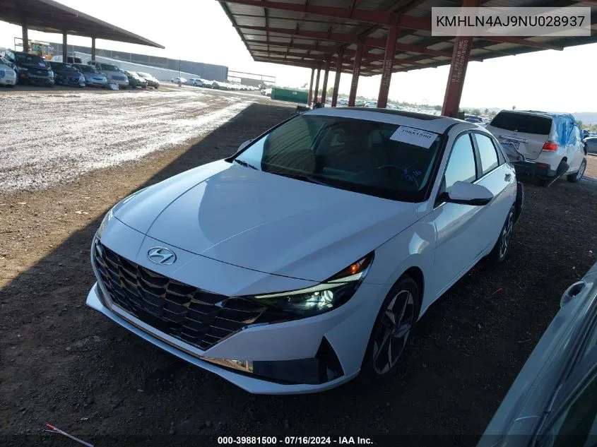 2022 Hyundai Elantra Hybrid Limited VIN: KMHLN4AJ9NU028937 Lot: 39881500