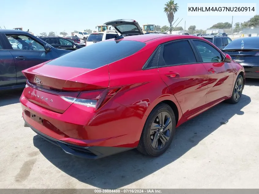 KMHLM4AG7NU260914 2022 Hyundai Elantra Sel