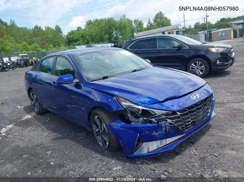 2022 Hyundai Elantra Sel VIN: 5NPLN4AG8NH057980 Lot: 39904922