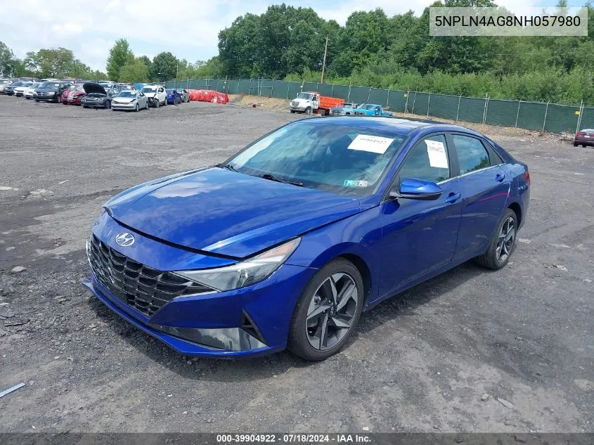 5NPLN4AG8NH057980 2022 Hyundai Elantra Sel