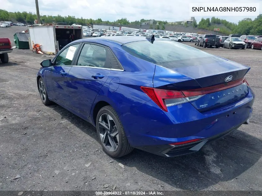 5NPLN4AG8NH057980 2022 Hyundai Elantra Sel