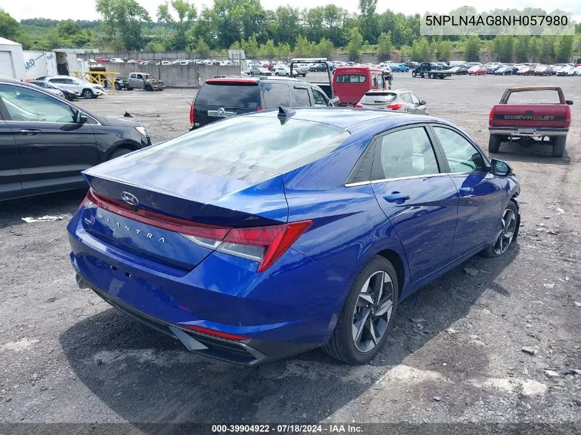 5NPLN4AG8NH057980 2022 Hyundai Elantra Sel