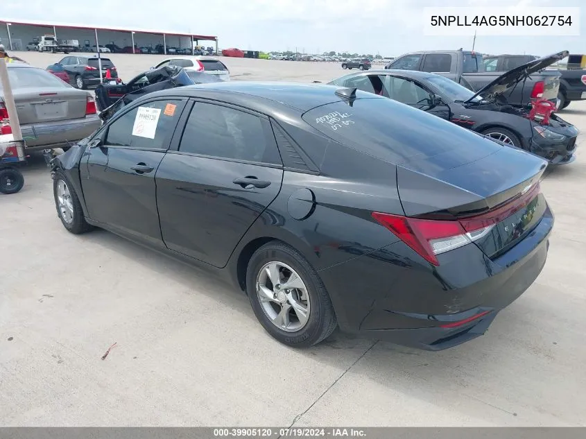 2022 Hyundai Elantra Se VIN: 5NPLL4AG5NH062754 Lot: 39905120