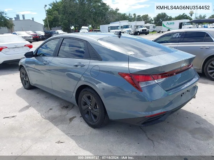 2022 Hyundai Elantra Sel VIN: KMHLS4AG6NU314452 Lot: 39909727