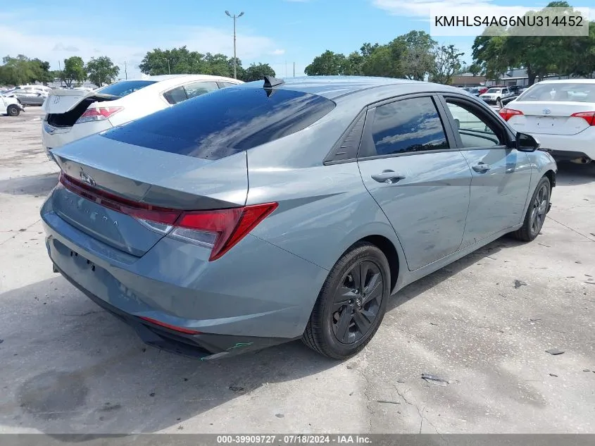 2022 Hyundai Elantra Sel VIN: KMHLS4AG6NU314452 Lot: 39909727