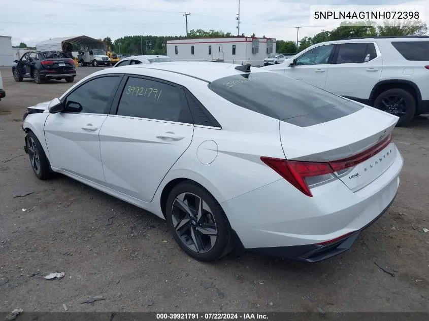 2022 Hyundai Elantra Sel VIN: 5NPLN4AG1NH072398 Lot: 39921791