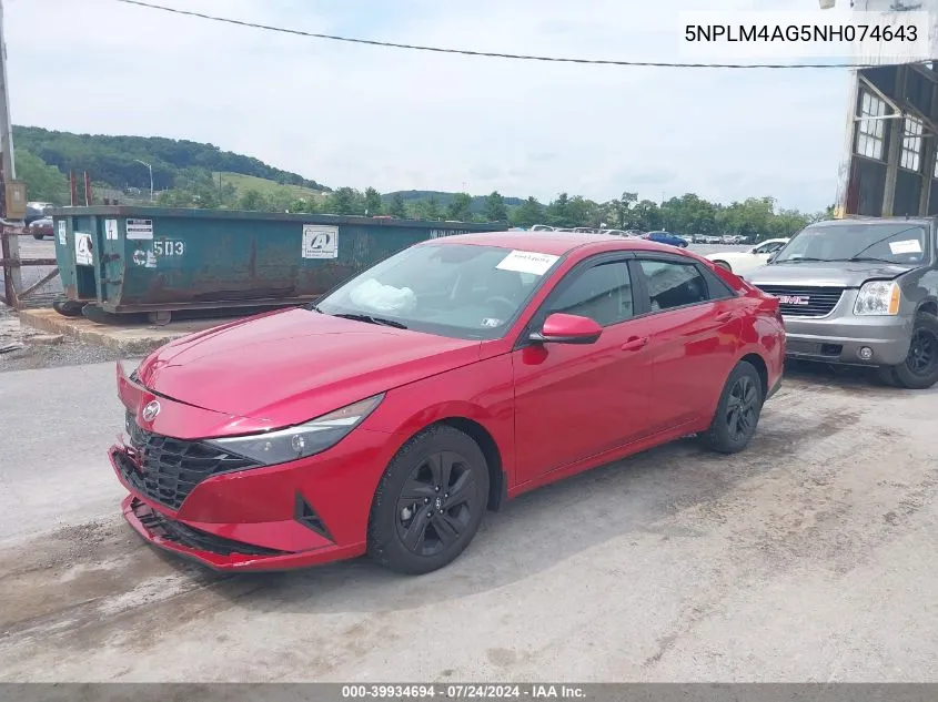 5NPLM4AG5NH074643 2022 Hyundai Elantra Sel