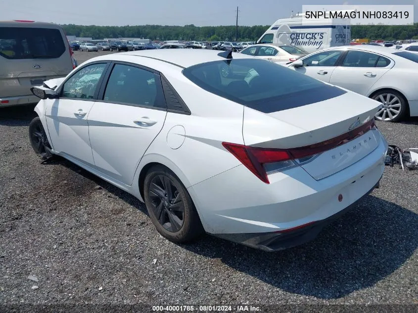 5NPLM4AG1NH083419 2022 Hyundai Elantra Sel