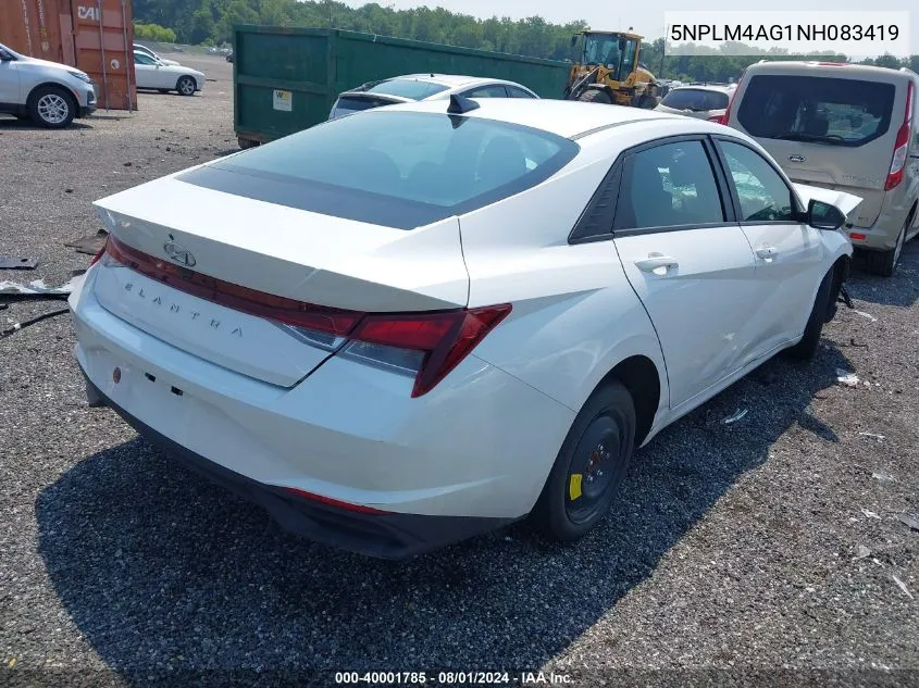 2022 Hyundai Elantra Sel VIN: 5NPLM4AG1NH083419 Lot: 40001785