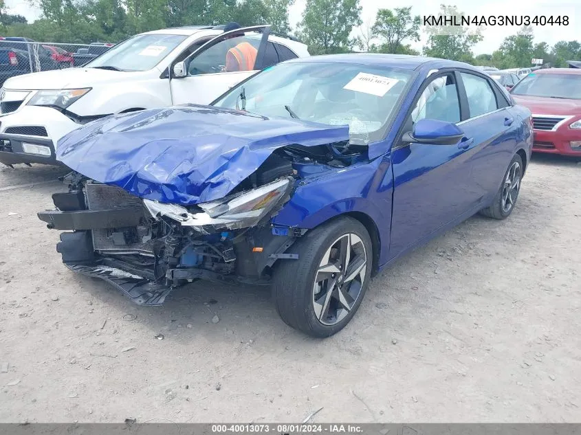 2022 Hyundai Elantra Sel VIN: KMHLN4AG3NU340448 Lot: 40013073