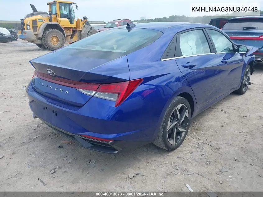 2022 Hyundai Elantra Sel VIN: KMHLN4AG3NU340448 Lot: 40013073