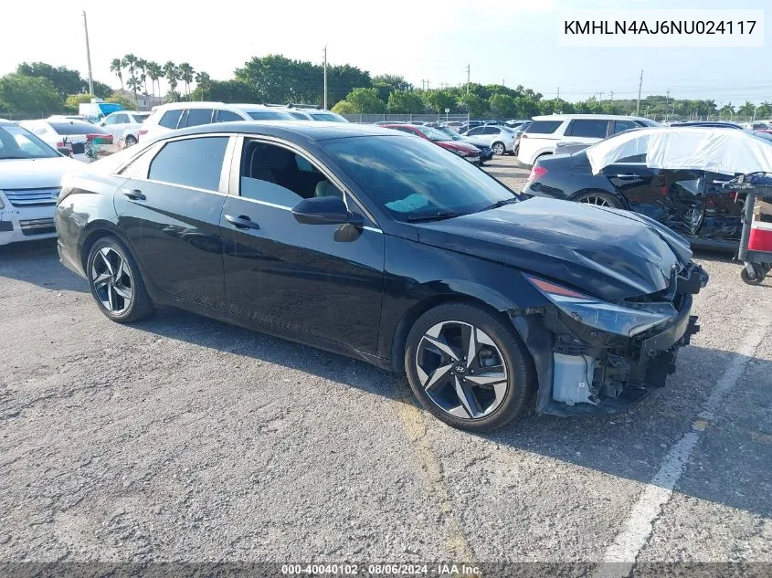 KMHLN4AJ6NU024117 2022 Hyundai Elantra Hybrid Limited