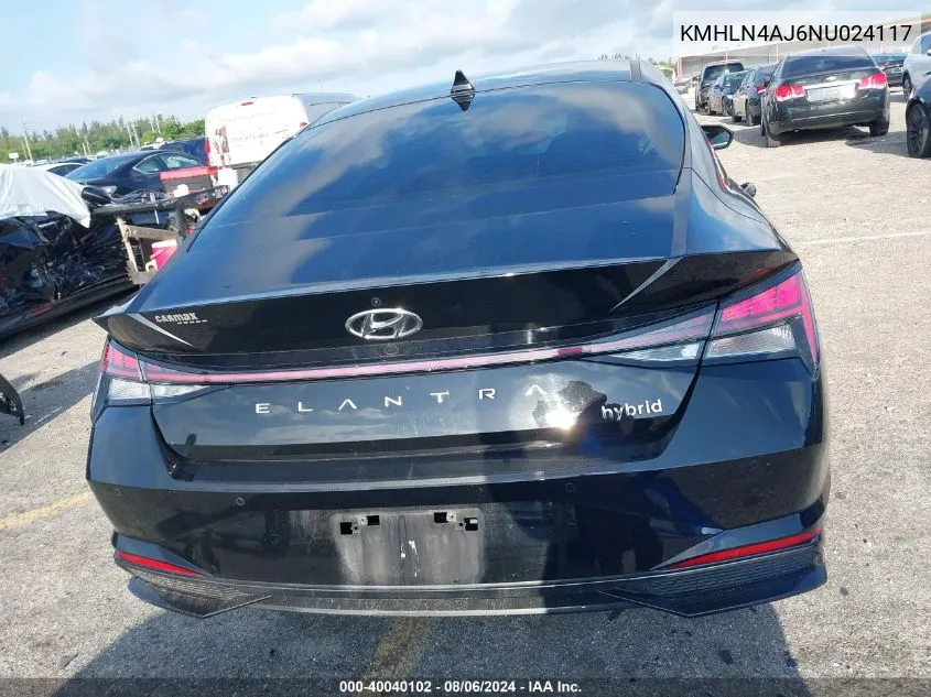 KMHLN4AJ6NU024117 2022 Hyundai Elantra Hybrid Limited