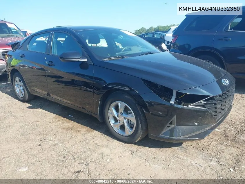 2022 Hyundai Elantra Se VIN: KMHLL4AG4NU332350 Lot: 40042210