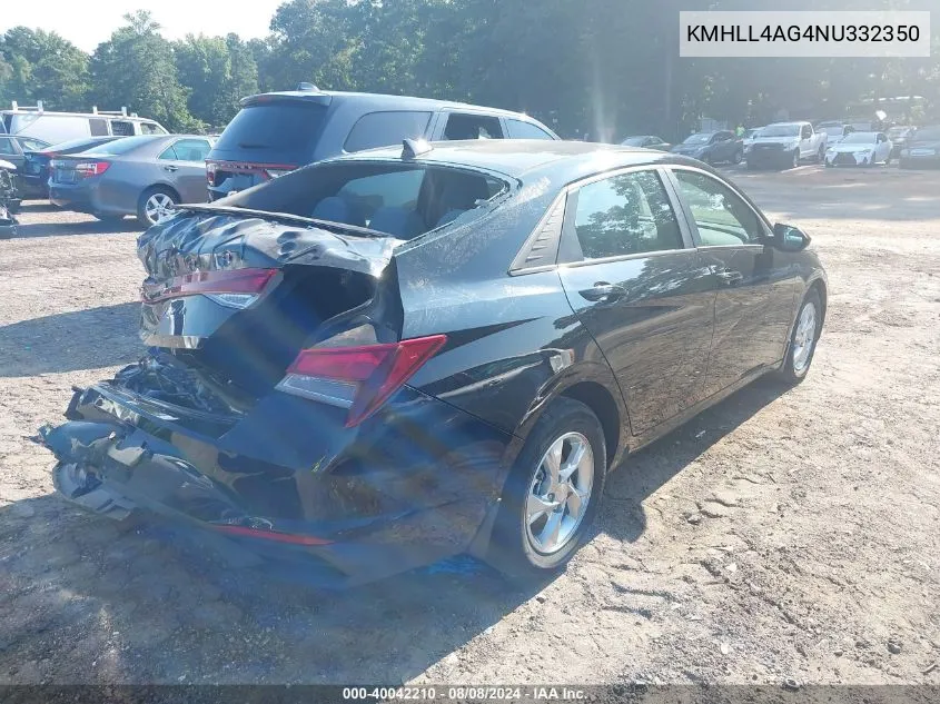 2022 Hyundai Elantra Se VIN: KMHLL4AG4NU332350 Lot: 40042210