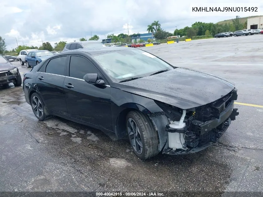 2022 Hyundai Elantra Hybrid Limited VIN: KMHLN4AJ9NU015492 Lot: 40042915