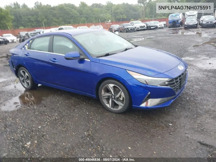 2022 Hyundai Elantra Limited VIN: 5NPLP4AG7NH075591 Lot: 40046836