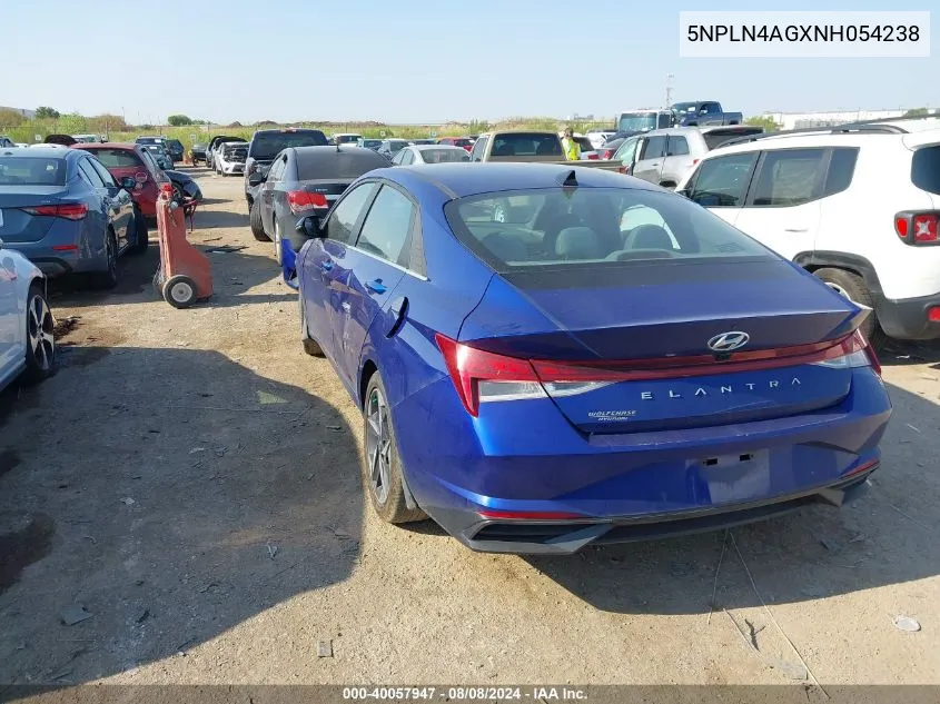 2022 Hyundai Elantra Sel VIN: 5NPLN4AGXNH054238 Lot: 40057947