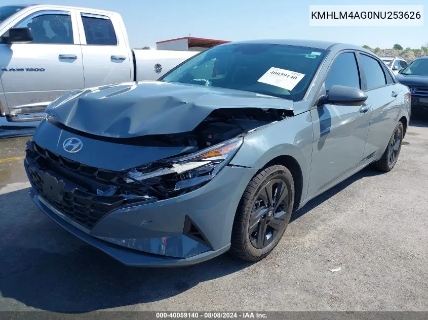 2022 Hyundai Elantra Sel VIN: KMHLM4AG0NU253626 Lot: 40059140